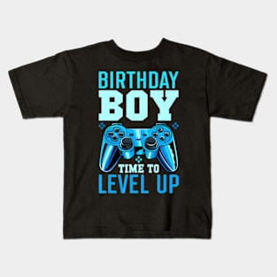 Level Up Birthday Boy Matching Gamer Party Fit Black Kids T-Shirt
